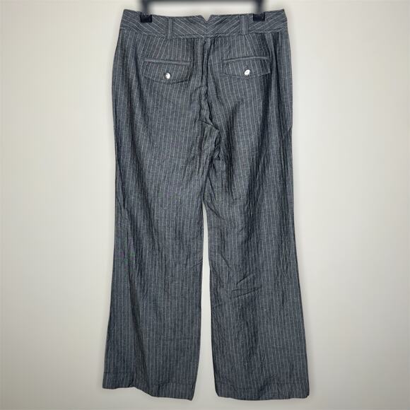 Express Design Studio Dress Pant 8 Linen Blend Gray Pinstripe Work Office Preppy - Picture 3 of 9